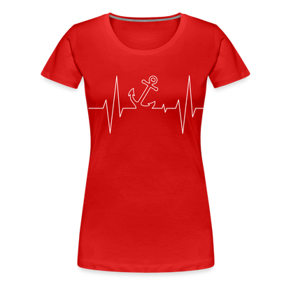 Frauen Premium T-Shirt - Anker Herzschlag Maritim Design - Rot