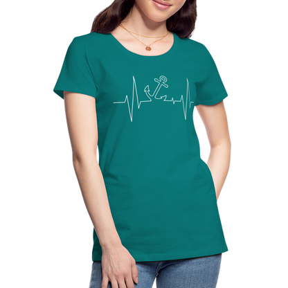 Frauen Premium T-Shirt - Anker Herzschlag Maritim Design - Divablau