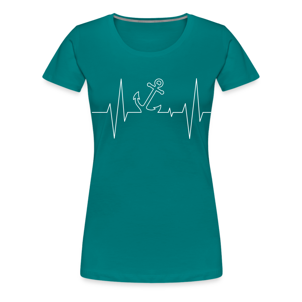 Frauen Premium T-Shirt - Anker Herzschlag Maritim Design - Divablau