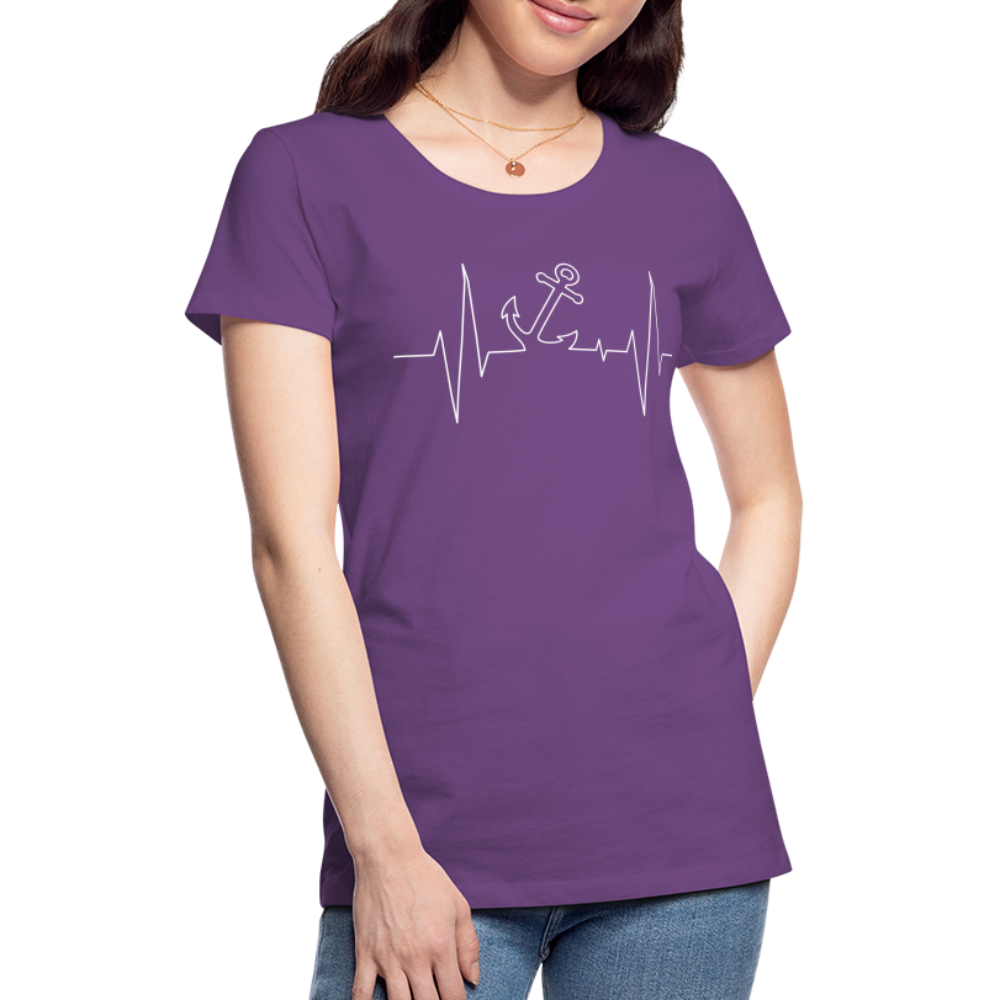 Frauen Premium T-Shirt - Anker Herzschlag Maritim Design - Lila