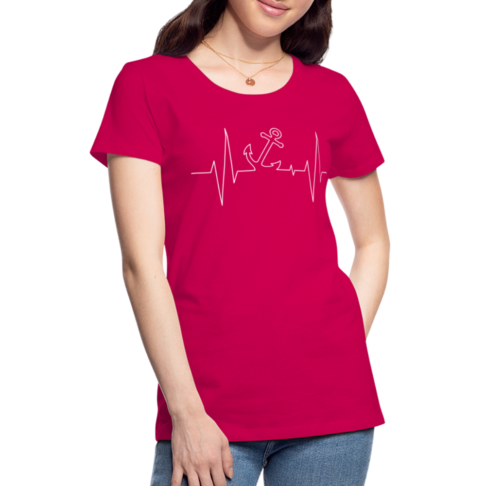 Frauen Premium T-Shirt - Anker Herzschlag Maritim Design - dunkles Pink