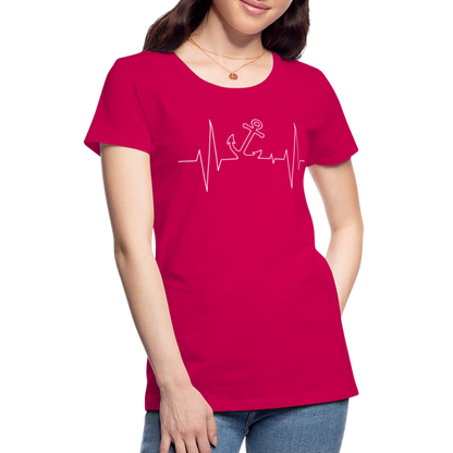 Frauen Premium T-Shirt - Anker Herzschlag Maritim Design - dunkles Pink