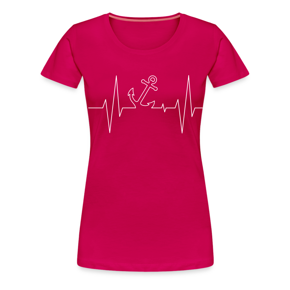 Frauen Premium T-Shirt - Anker Herzschlag Maritim Design - dunkles Pink