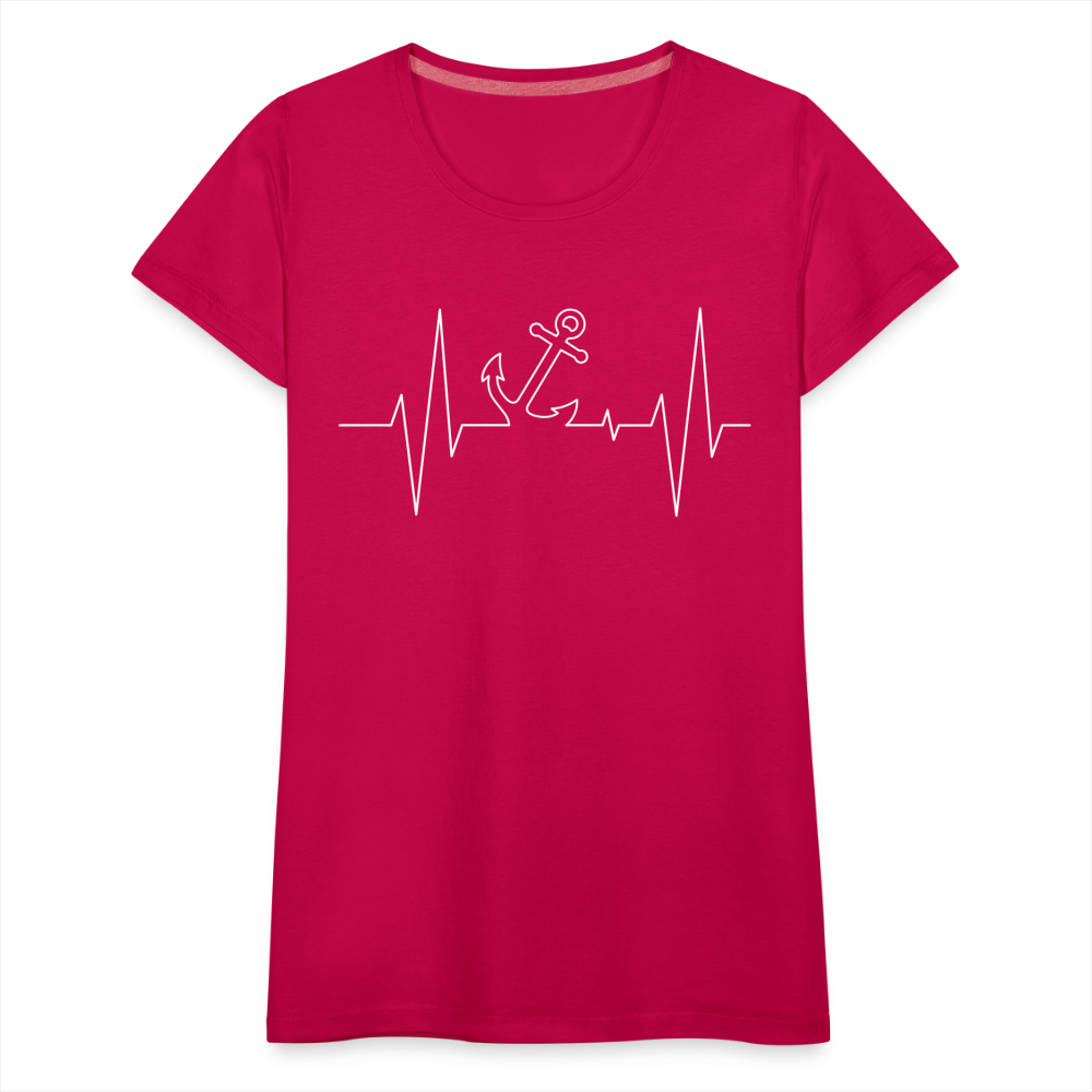 Frauen Premium T-Shirt - Anker Herzschlag Maritim Design - dunkles Pink