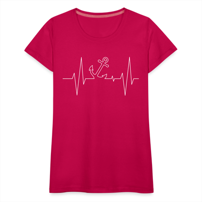 Frauen Premium T-Shirt - Anker Herzschlag Maritim Design - dunkles Pink