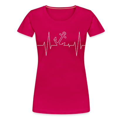 Frauen Premium T-Shirt - Anker Herzschlag Maritim Design - dunkles Pink