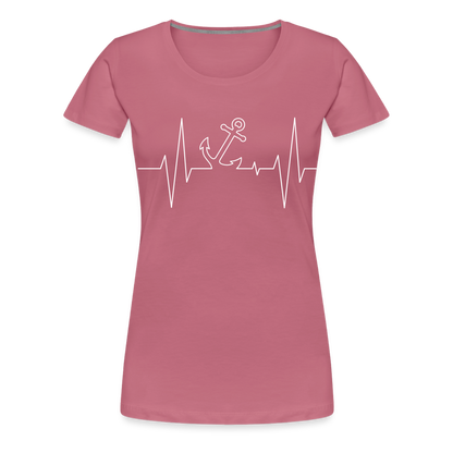 Frauen Premium T-Shirt - Anker Herzschlag Maritim Design - Malve