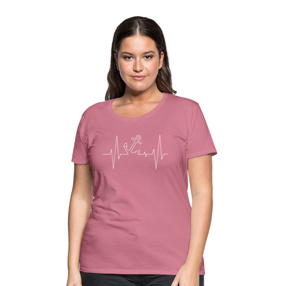 Frauen Premium T-Shirt - Anker Herzschlag Maritim Design - Malve