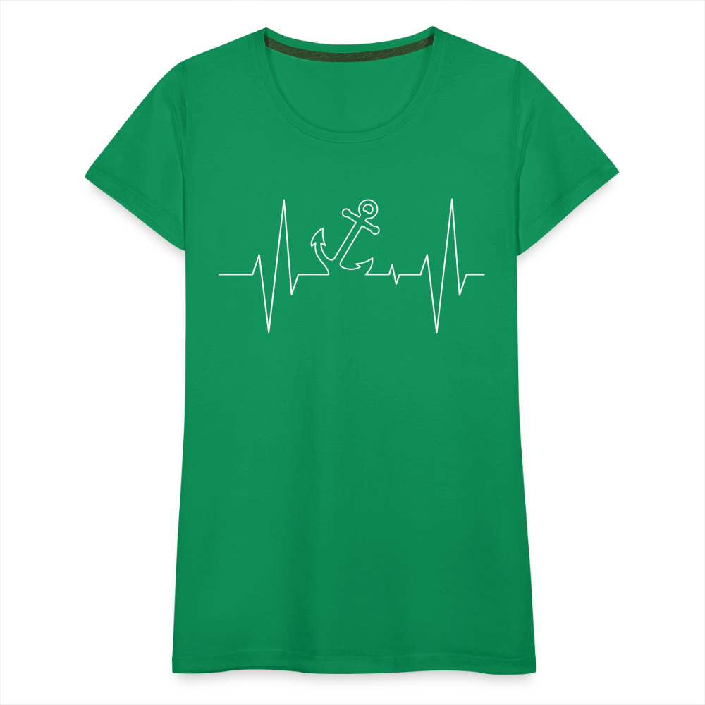 Frauen Premium T-Shirt - Anker Herzschlag Maritim Design - Kelly Green