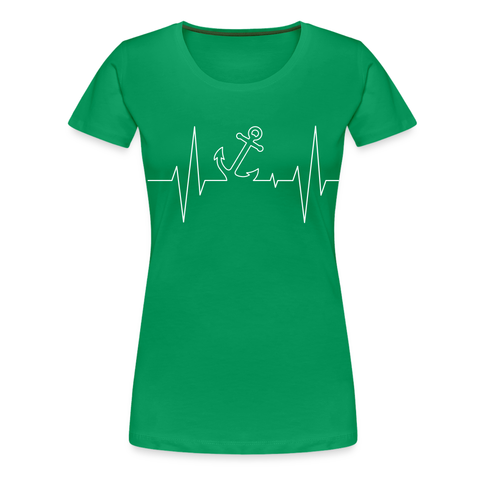 Frauen Premium T-Shirt - Anker Herzschlag Maritim Design - Kelly Green