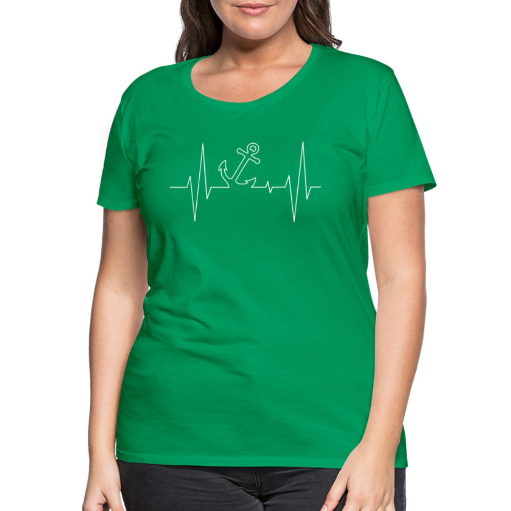 Frauen Premium T-Shirt - Anker Herzschlag Maritim Design - Kelly Green