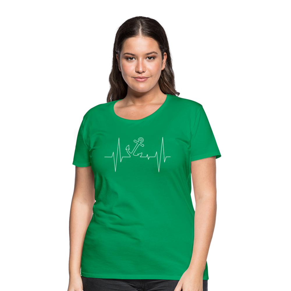 Frauen Premium T-Shirt - Anker Herzschlag Maritim Design - Kelly Green