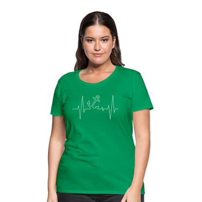 Frauen Premium T-Shirt - Anker Herzschlag Maritim Design - Kelly Green