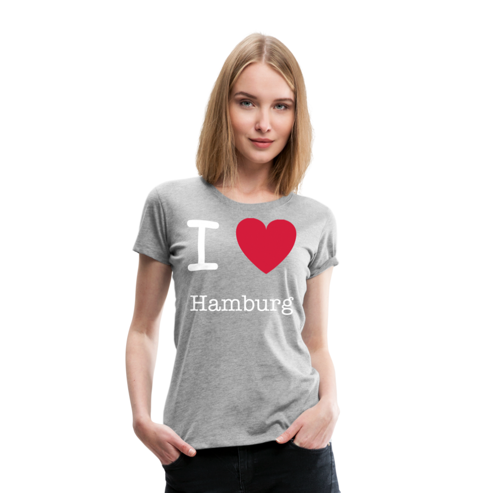 Frauen Premium T-Shirt - I Love Hamburg Maritim Spruch Design - Grau meliert