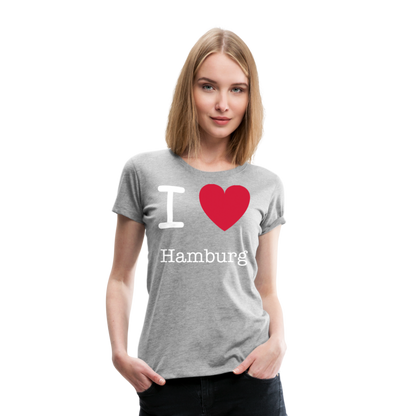 Frauen Premium T-Shirt - I Love Hamburg Maritim Spruch Design - Grau meliert