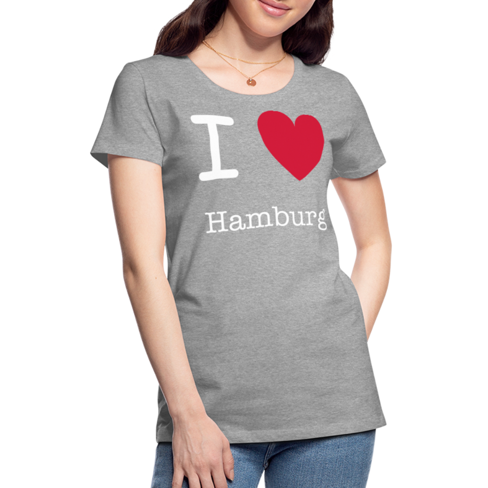 Frauen Premium T-Shirt - I Love Hamburg Maritim Spruch Design - Grau meliert