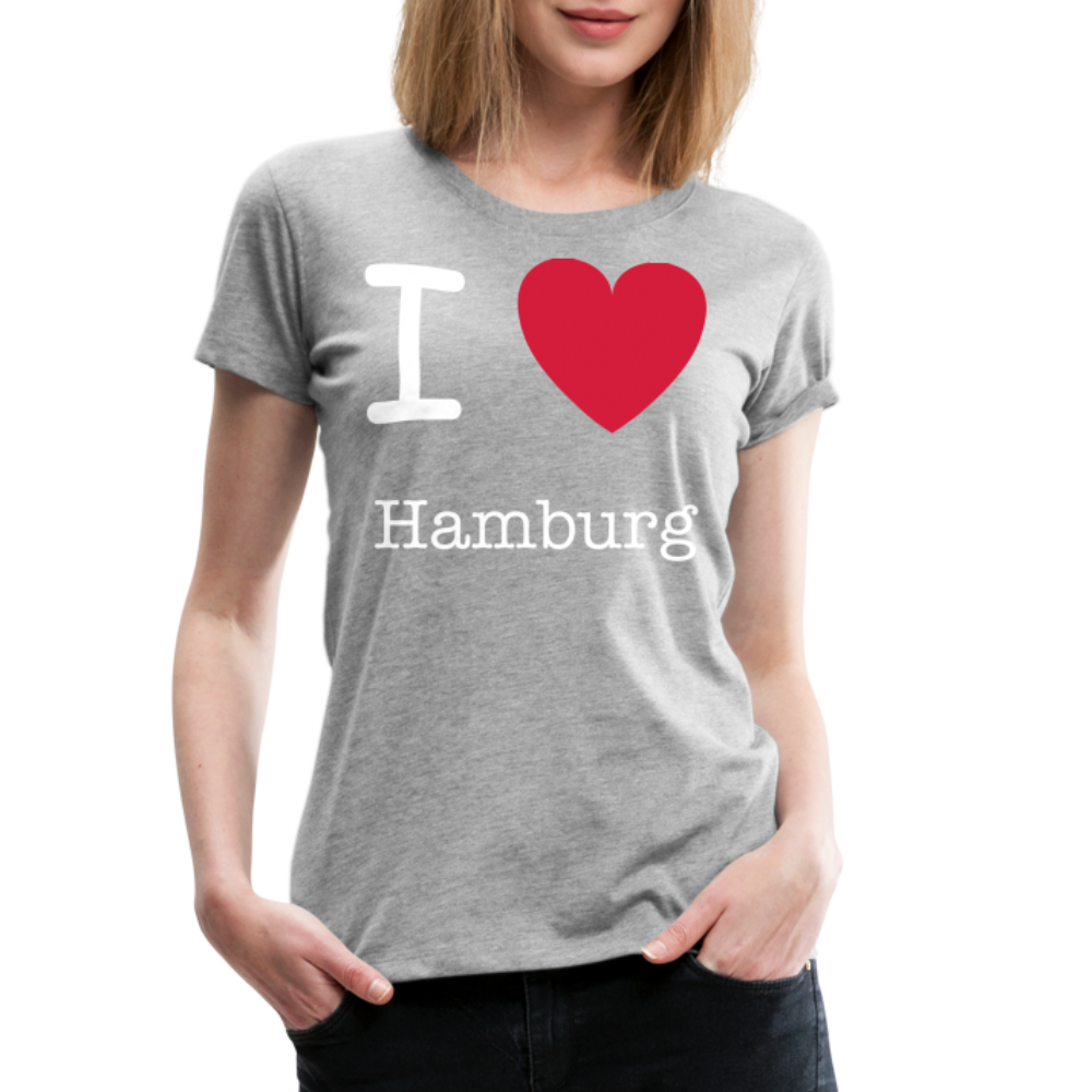 Frauen Premium T-Shirt - I Love Hamburg Maritim Spruch Design - Grau meliert