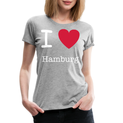 Frauen Premium T-Shirt - I Love Hamburg Maritim Spruch Design - Grau meliert