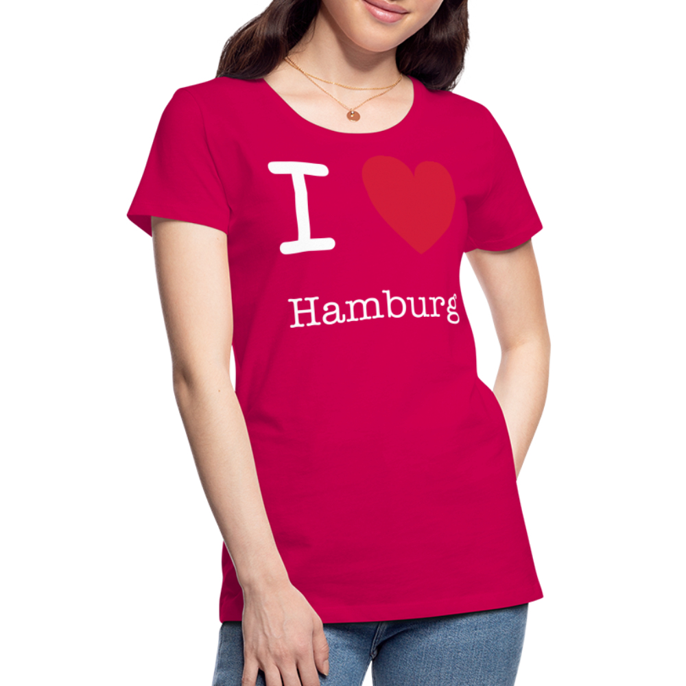 Frauen Premium T-Shirt - I Love Hamburg Maritim Spruch Design - dunkles Pink