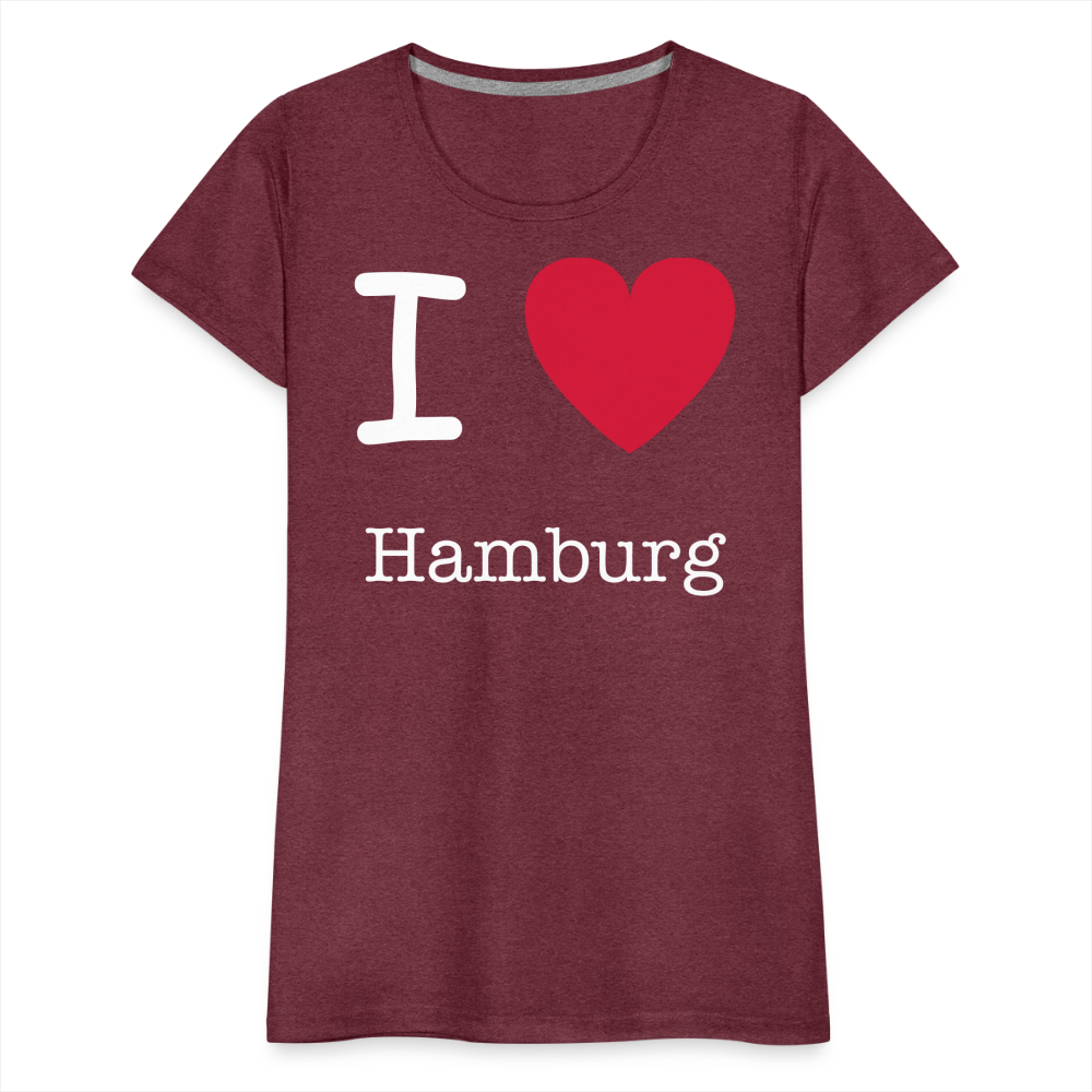 Frauen Premium T-Shirt - I Love Hamburg Maritim Spruch Design - Bordeauxrot meliert