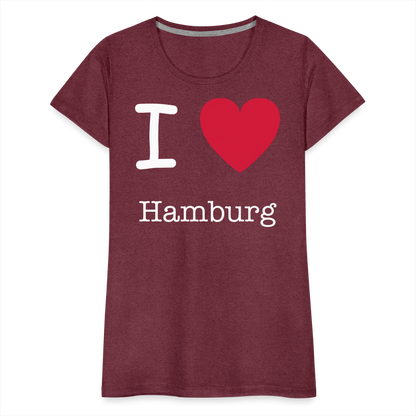 Frauen Premium T-Shirt - I Love Hamburg Maritim Spruch Design - Bordeauxrot meliert