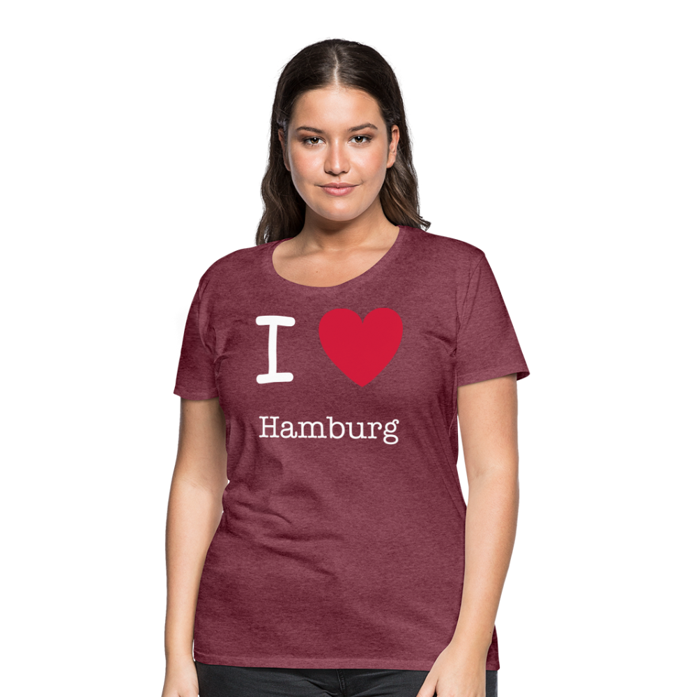 Frauen Premium T-Shirt - I Love Hamburg Maritim Spruch Design - Bordeauxrot meliert