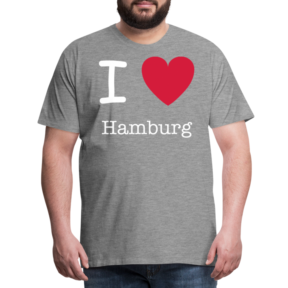 Männer Premium T-Shirt - I Love Hamburg Spruch Design - Grau meliert