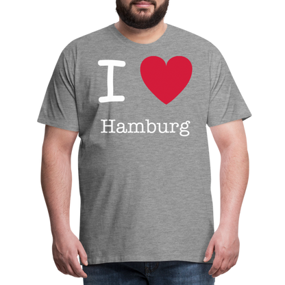 Männer Premium T-Shirt - I Love Hamburg Spruch Design - Grau meliert