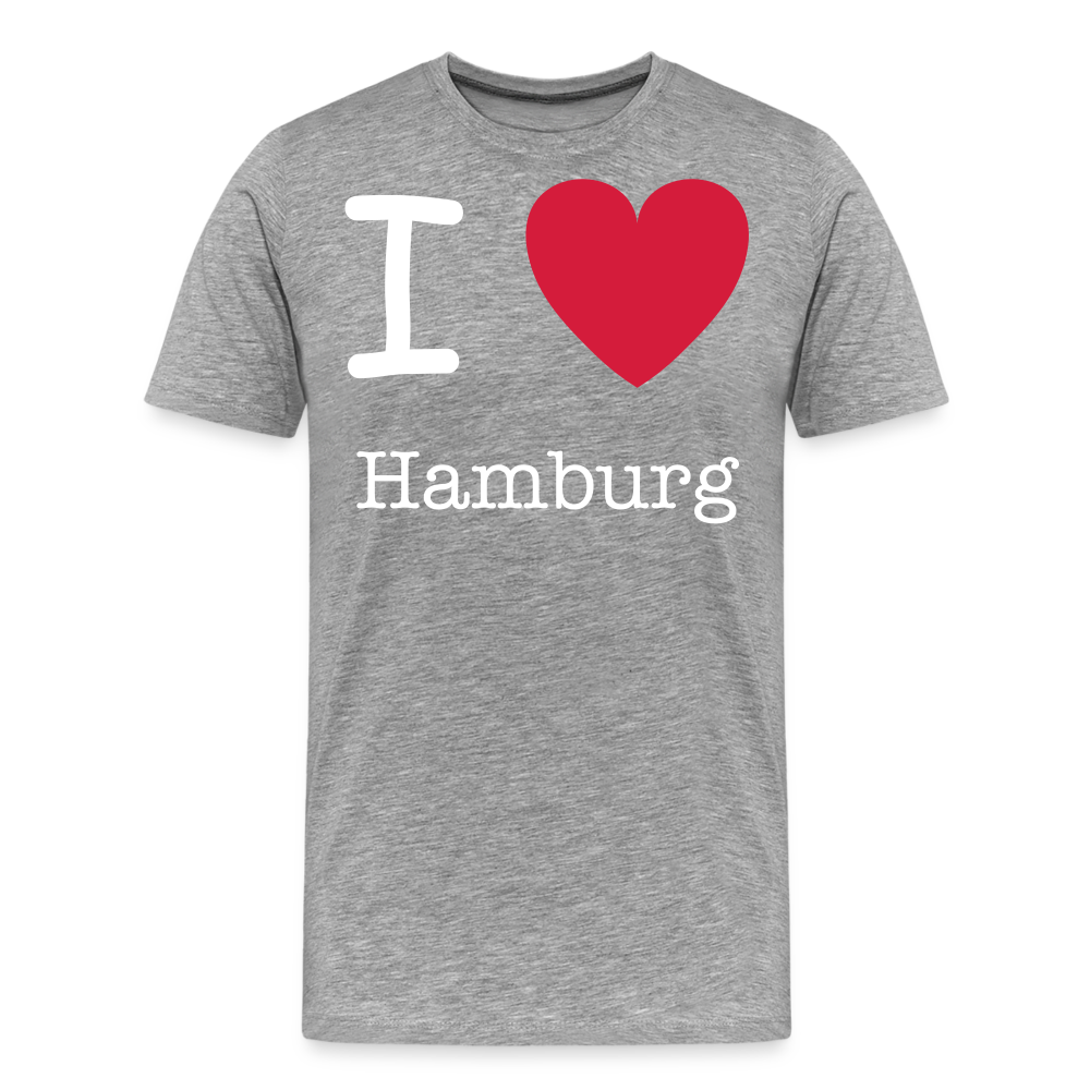 Männer Premium T-Shirt - I Love Hamburg Spruch Design - Grau meliert