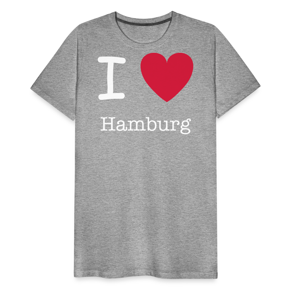 Männer Premium T-Shirt - I Love Hamburg Spruch Design - Grau meliert