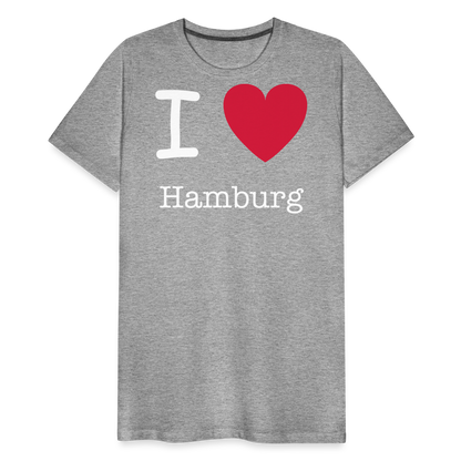 Männer Premium T-Shirt - I Love Hamburg Spruch Design - Grau meliert