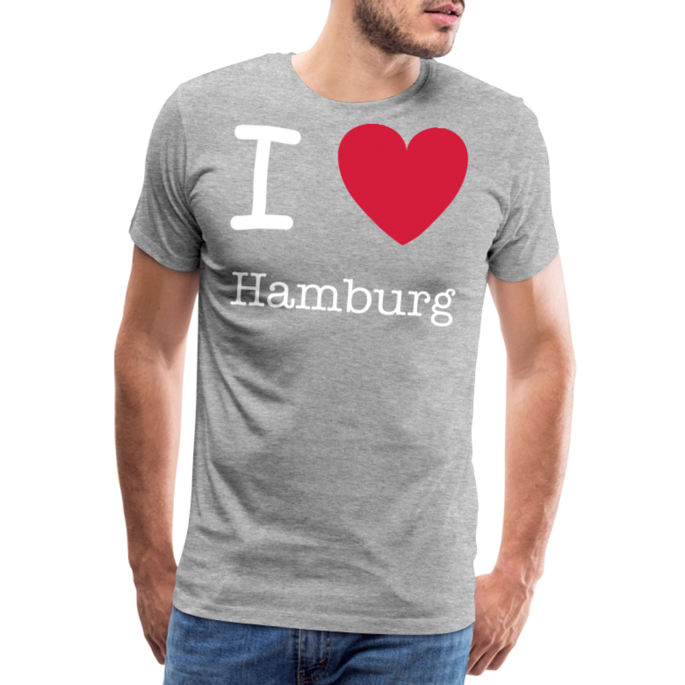 Männer Premium T-Shirt - I Love Hamburg Spruch Design - Grau meliert