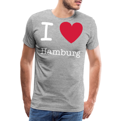 Männer Premium T-Shirt - I Love Hamburg Spruch Design - Grau meliert