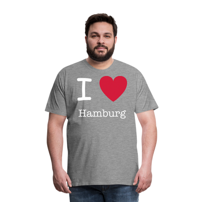 Männer Premium T-Shirt - I Love Hamburg Spruch Design - Grau meliert