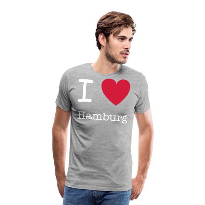 Männer Premium T-Shirt - I Love Hamburg Spruch Design - Grau meliert