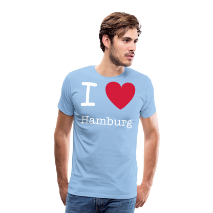 Männer Premium T-Shirt - I Love Hamburg Spruch Design - Sky