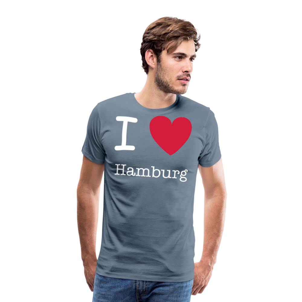 Männer Premium T-Shirt - I Love Hamburg Spruch Design - Blaugrau