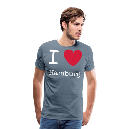 Männer Premium T-Shirt - I Love Hamburg Spruch Design - Blaugrau