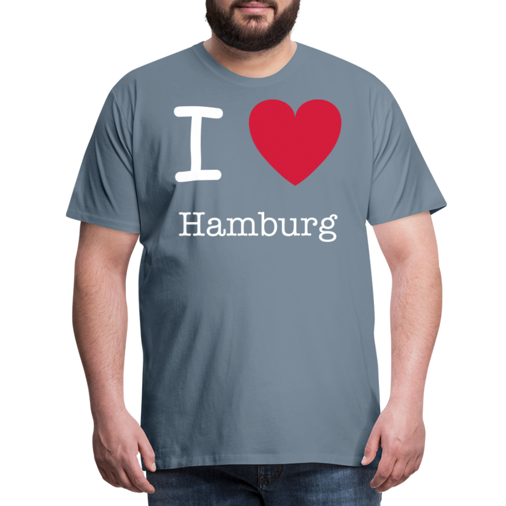 Männer Premium T-Shirt - I Love Hamburg Spruch Design - Blaugrau