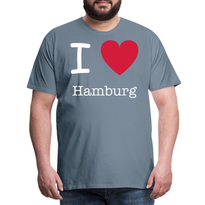 Männer Premium T-Shirt - I Love Hamburg Spruch Design - Blaugrau