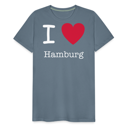 Männer Premium T-Shirt - I Love Hamburg Spruch Design - Blaugrau