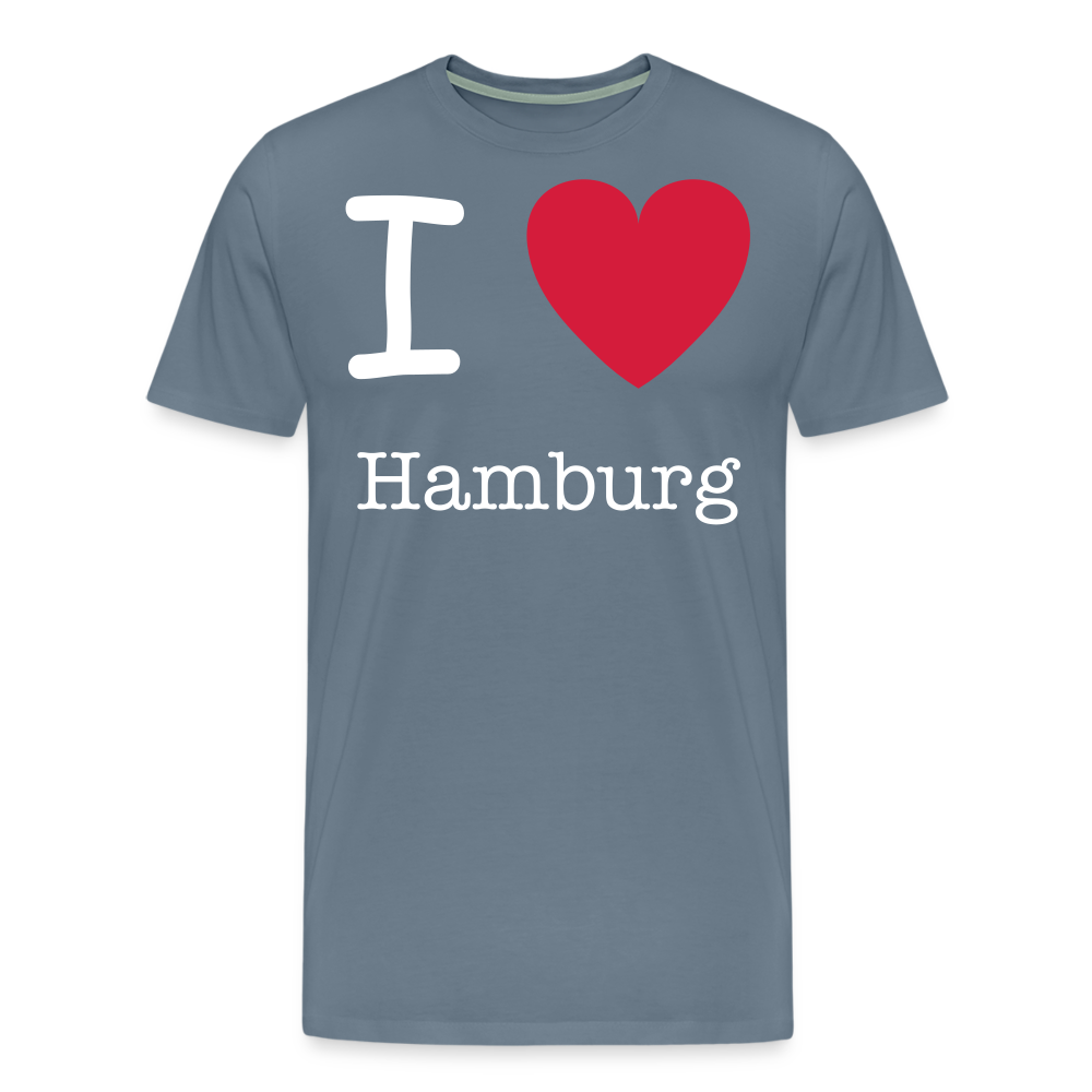 Männer Premium T-Shirt - I Love Hamburg Spruch Design - Blaugrau