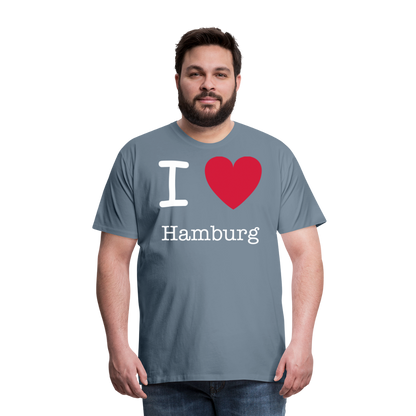 Männer Premium T-Shirt - I Love Hamburg Spruch Design - Blaugrau