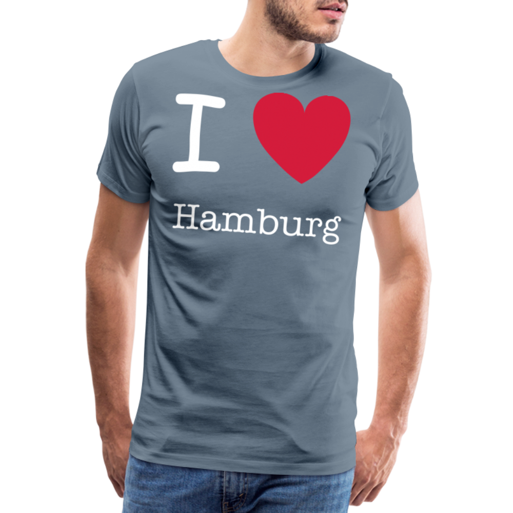 Männer Premium T-Shirt - I Love Hamburg Spruch Design - Blaugrau