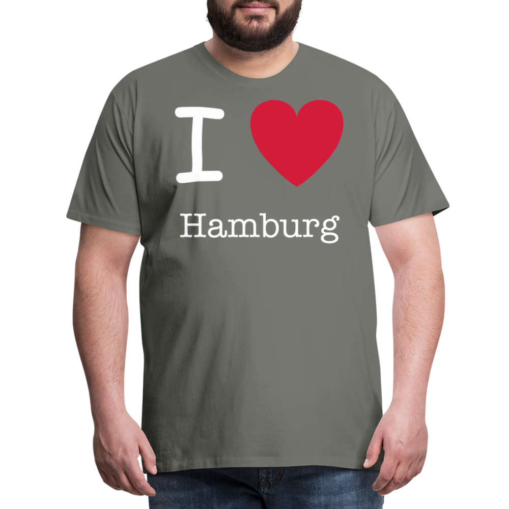 Männer Premium T-Shirt - I Love Hamburg Spruch Design - Asphalt