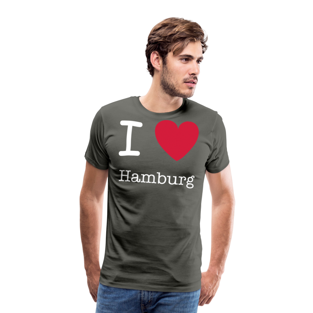 Männer Premium T-Shirt - I Love Hamburg Spruch Design - Asphalt