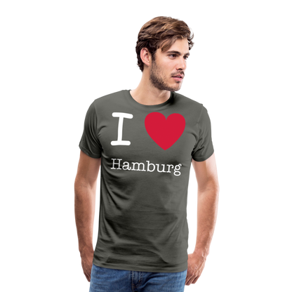 Männer Premium T-Shirt - I Love Hamburg Spruch Design - Asphalt