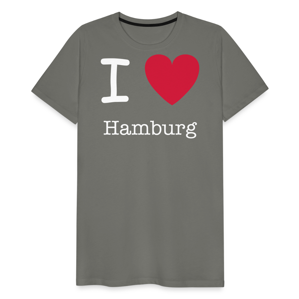 Männer Premium T-Shirt - I Love Hamburg Spruch Design - Asphalt