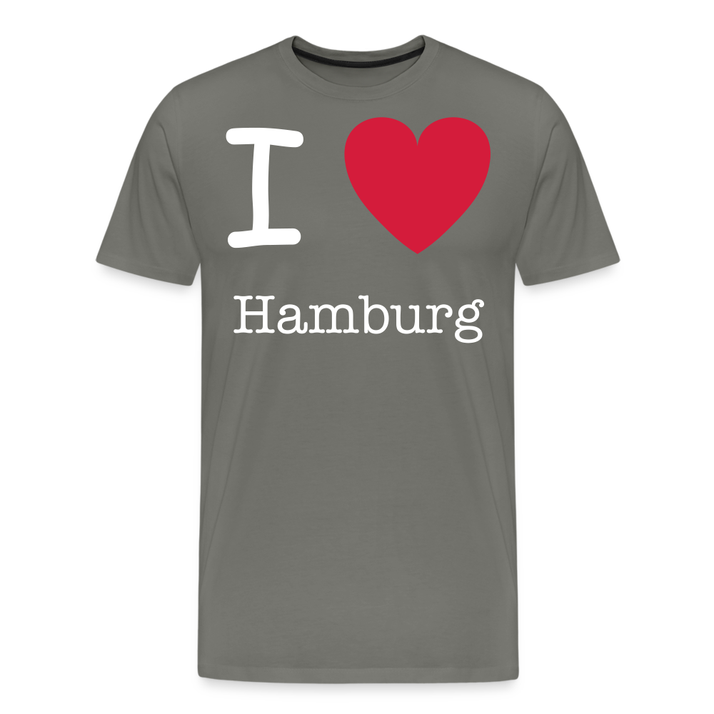 Männer Premium T-Shirt - I Love Hamburg Spruch Design - Asphalt