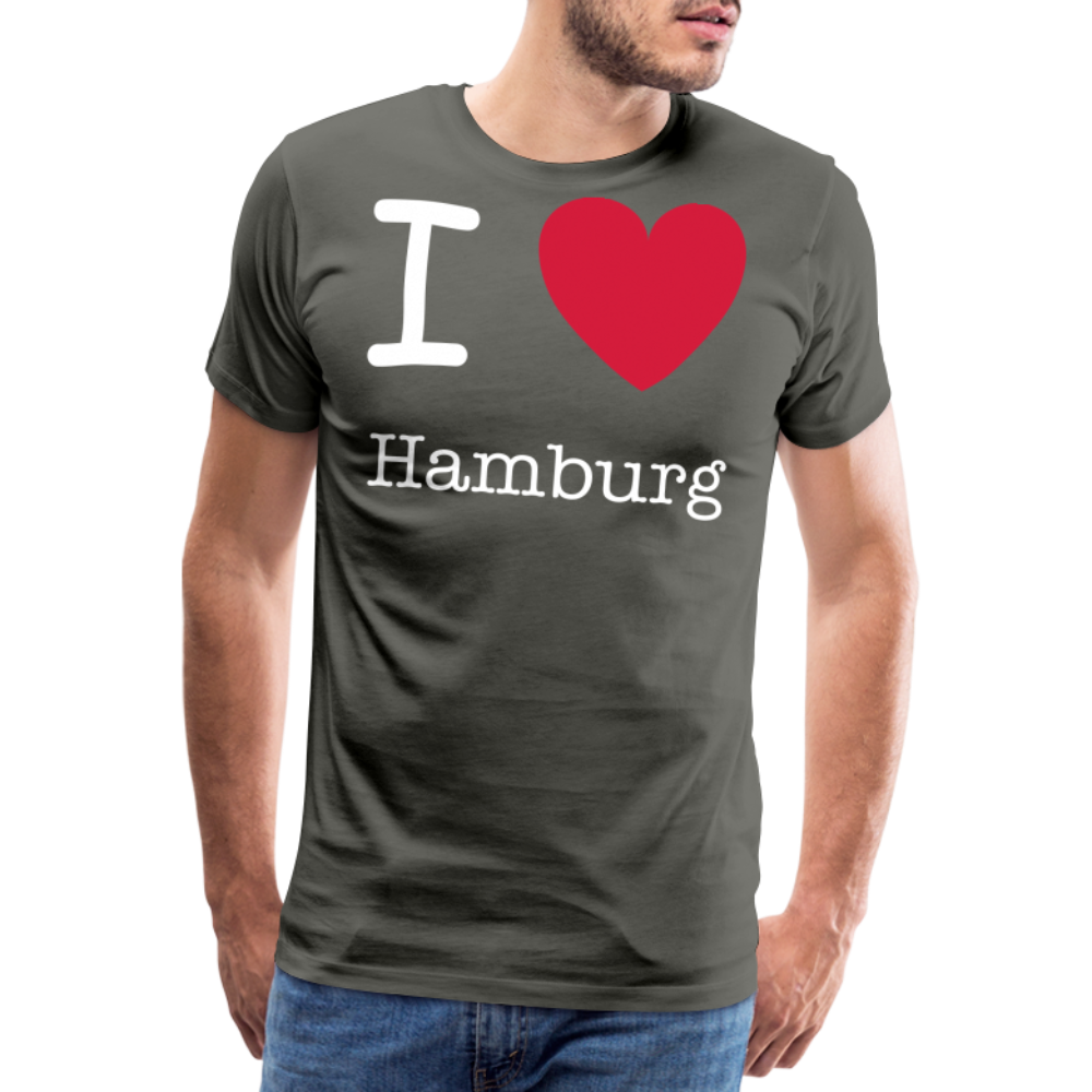 Männer Premium T-Shirt - I Love Hamburg Spruch Design - Asphalt